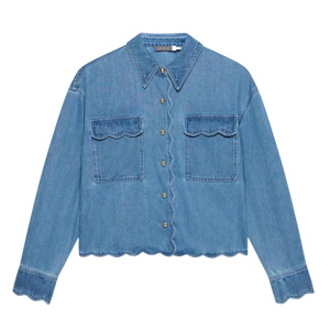 Mint Velvet Mid Indigo Denim Scallop Shirt